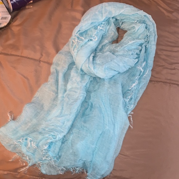 Accessories - Italian Made Aqua 100% MicroModal lightweight Scarf with Fringe